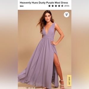 Lulu’s heavenly hues dusty purple maxi dress, NWT